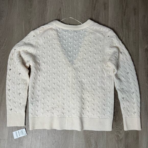 Charter Club Luxury Cashmere Embellished Cardigan, Woman Size M, Ivory White - Picture 12 of 12